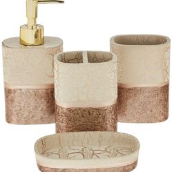 New Sweet Home Collection Bathroom Accessories Unique Collections Modern Classic Contemporary Decorative Beautiful Designs Bath Shower Tub Décor, 4 Pc
