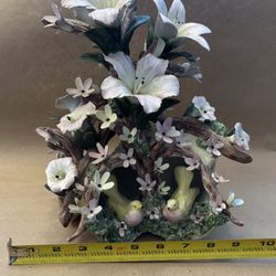 Porcelain Flower Basket With Birds