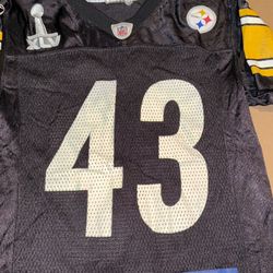 Pittsburgh Steelers POLAMALU 43 YS Youth Small Reebok Onfield black jersey