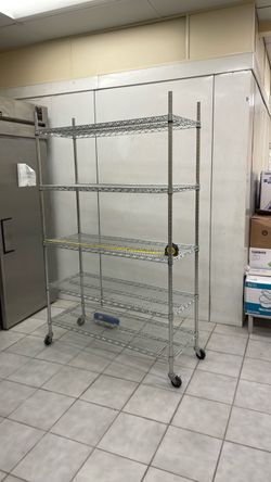 Stainless steel shelving on wheels