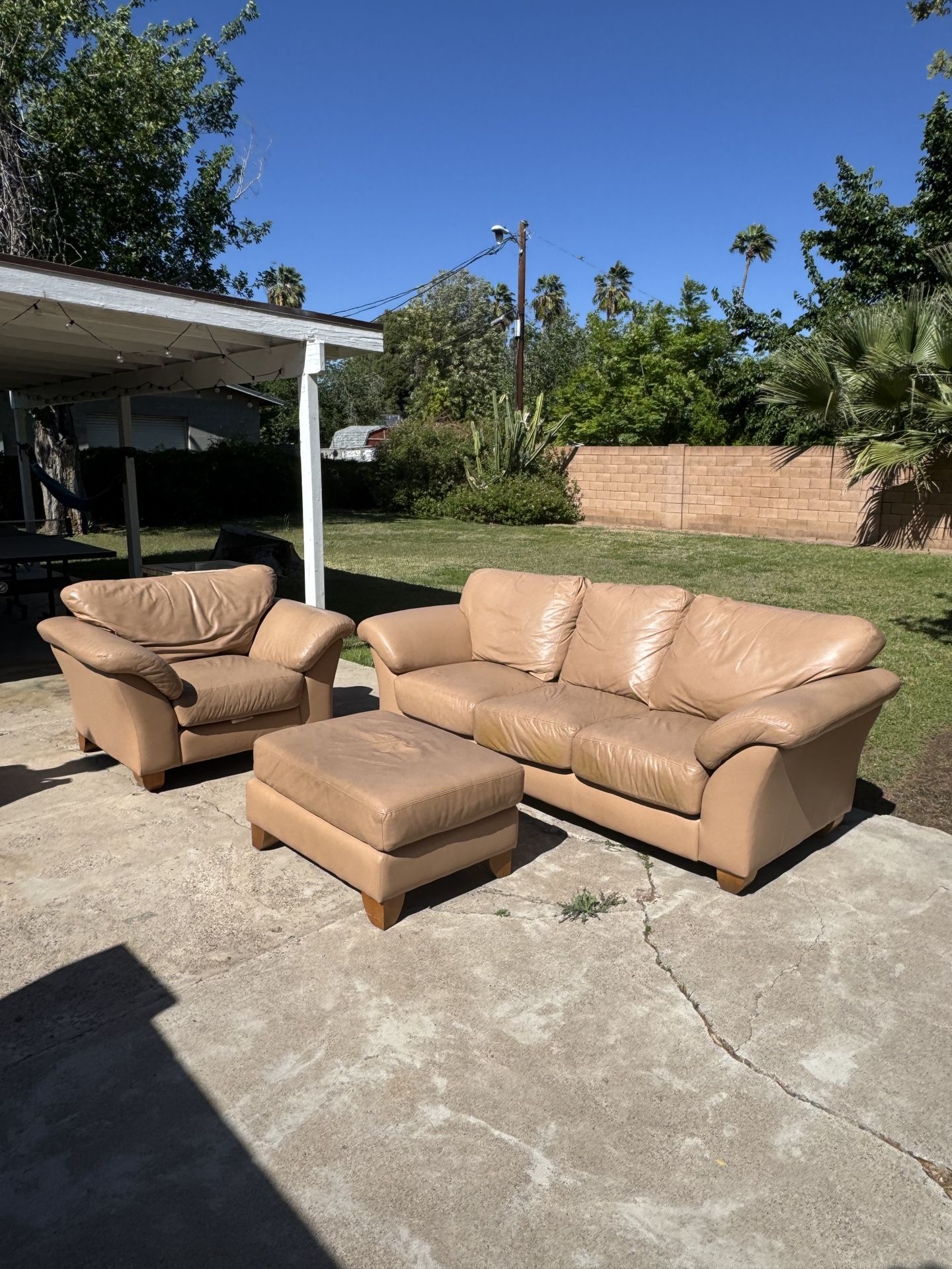 Brown/Tan Leather Couch $300 OBO