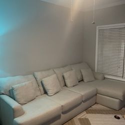 115” Right Hand Facing Beige Sectional Sofa