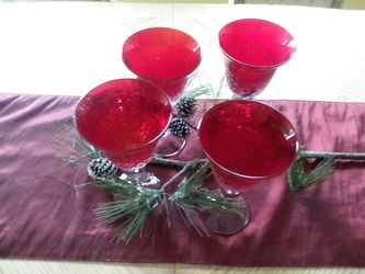 4 Copas de cristal colores navidenos
