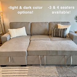 DELIVERY & NEW! Sleeper Sectional Sofa Couch - USB & Storage!