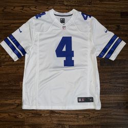 Dallas Cowboys Football Jersey Nike White “On Field” NFL Dak Prescott Size 