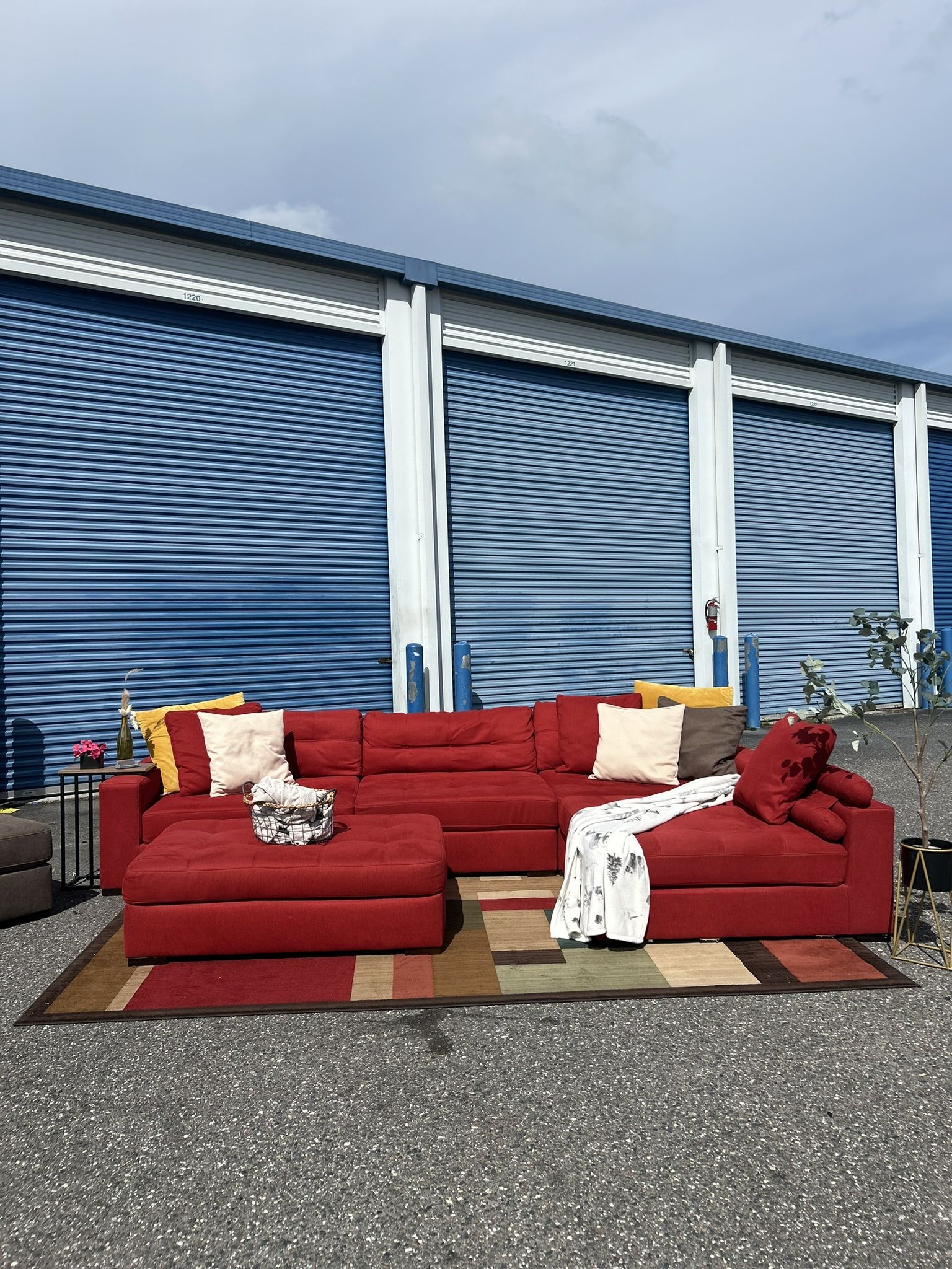 Red Sectional Couch 