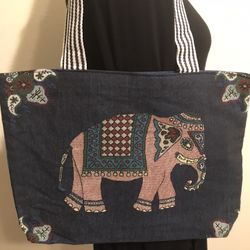 Elephant And Owls Tote Bag