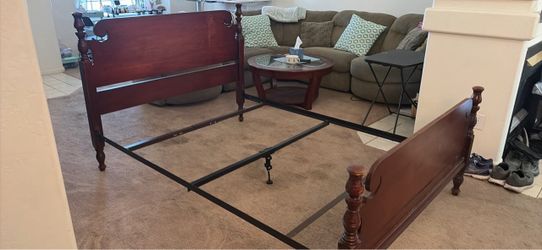 Full size Hardwood Bedframe with Nightstand and Desk for sale Pickup today