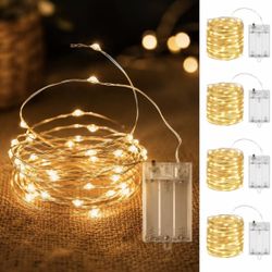 4 Pack Fairy Lights Battery Operated, 50 LED 16FT Warm White lights