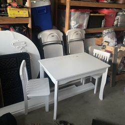 Kids White Table & Chairs Set – Good Condition