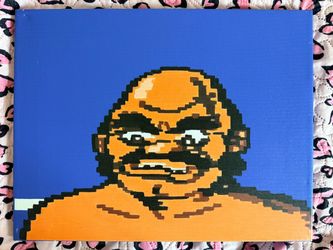 Original Hand-Painted 8-Bit Pixel Art Canvas — 14x18in