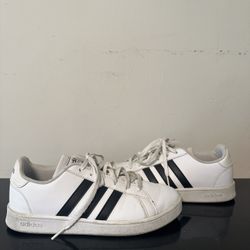 Adidas Grand Court Sneakers Women’s Size 5 White Black Stripe Tennis Shoes Casual