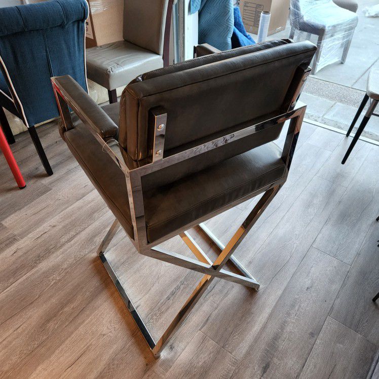 Gray faux Leather director chair - Like New 