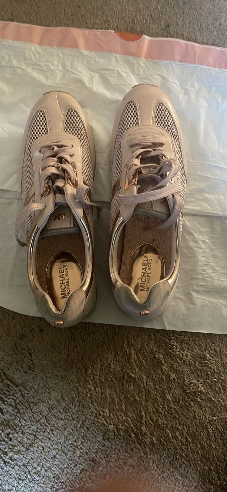 Michael Kors Olympia Mesh & Leather Sneakers – Blush Rose Gold