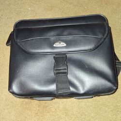 VTG Samsonite Laptop Bag Black Leatherette  Briefcase Shoulder Case Retro