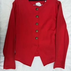 Red wool cardigan(large)