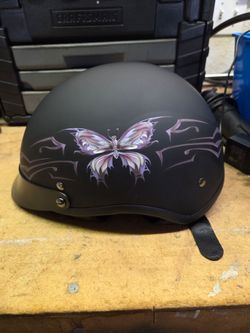 VCAN V5 Cruiser Butterfly Motorcycle Half Helmet Flat Black Butterfly Size S