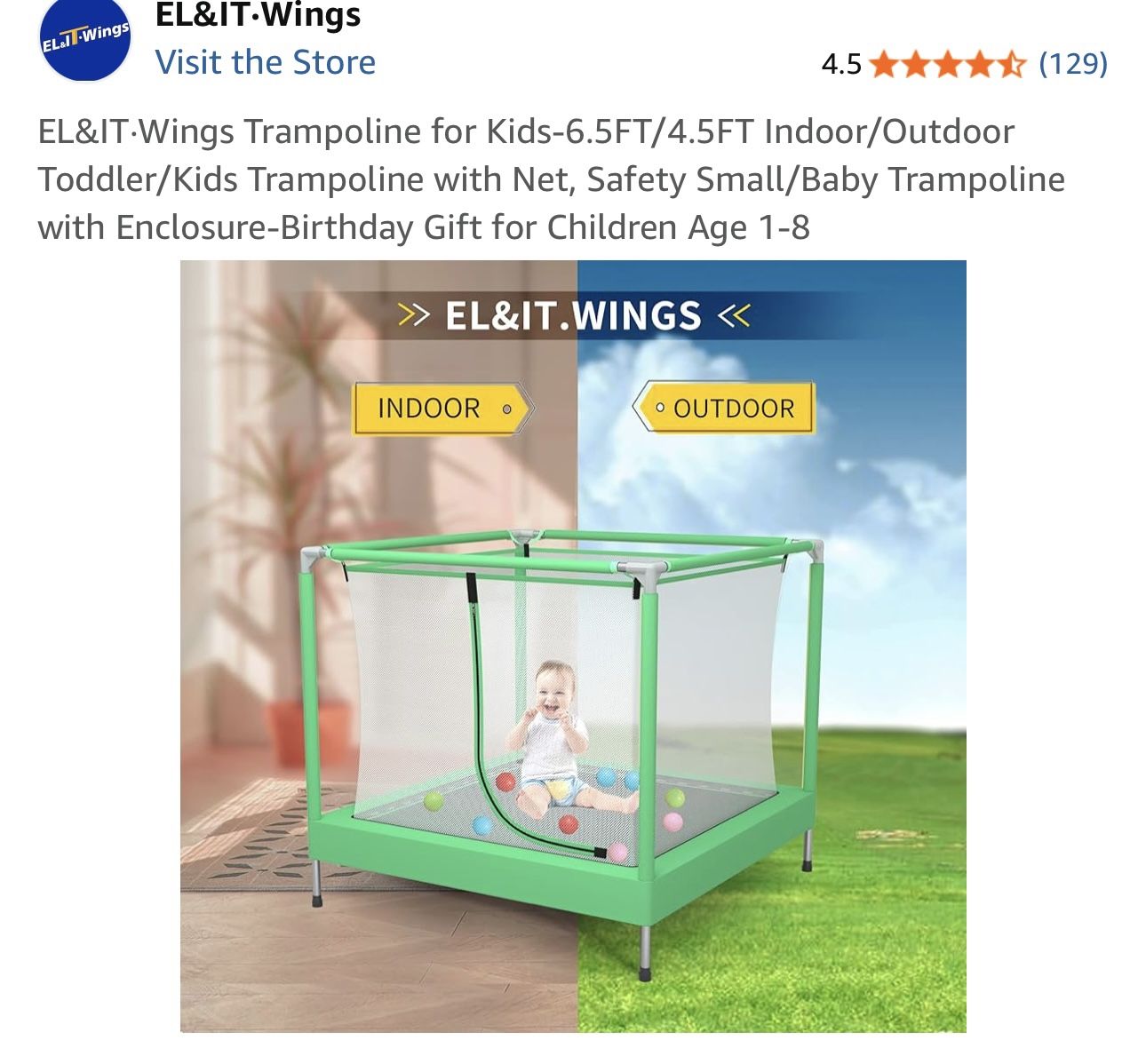 Indoor/Outdoor Kids Trampoline