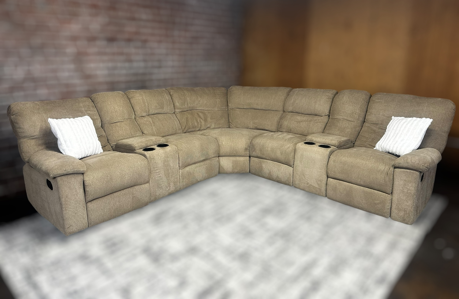 Free Delivery brown 3pc recliner l shape sectional sofa couch