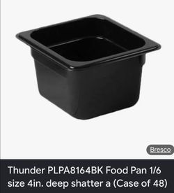 Thunder PLPA8164BK Food Pan 1/6 size 4in. deep shatter a
