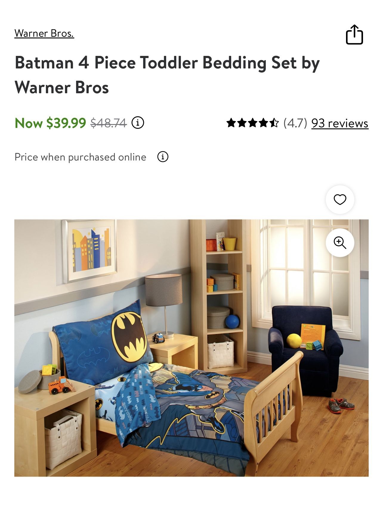 Batman Toddler Bed Set- 4  Piece 