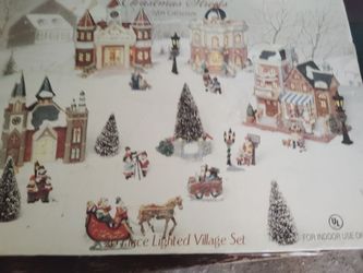 Christmas light up village ornament figurine set