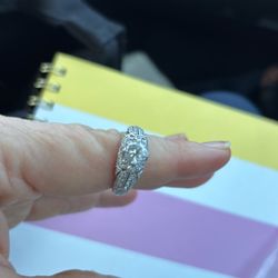 Art nouveau inspired sterling silver cubic zirconia sz 8 ring