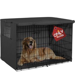 Explore Land 42 inches Dog Crate Cover - Durable Polyester Pet Kennel Cover Universal Fit for Wire Dog Crate (Black)