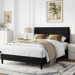 NEW Full Size Bed Black Upholstery Velvet 