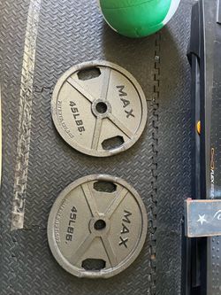 Two 45 pound weights.