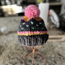 Lite Brite Pom Pom Beanie For Toddler/Small Children
