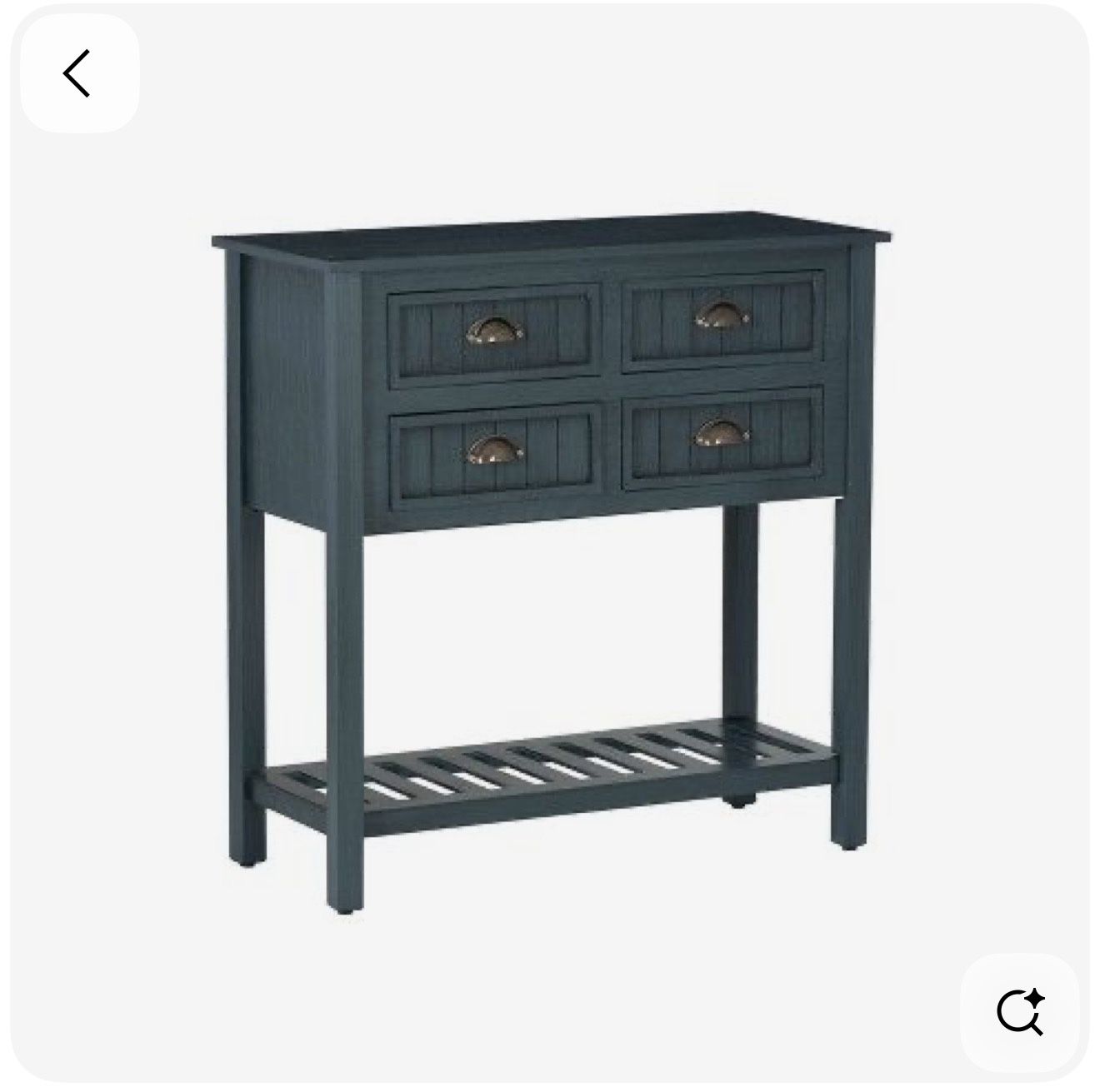 Linon Home Decor Brimley Beadboard Console Table in Dark Teal Blue