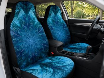 Blue Mandala Floral Car Seat Covers – 2 Front Seats Universal Fit