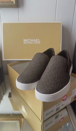 NEW Michael Kors Keaton Slip On Sneakers Size 8.5 Brown MK Logo New