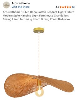 Arturesthome Boho Rattan Pendant Light Fixture