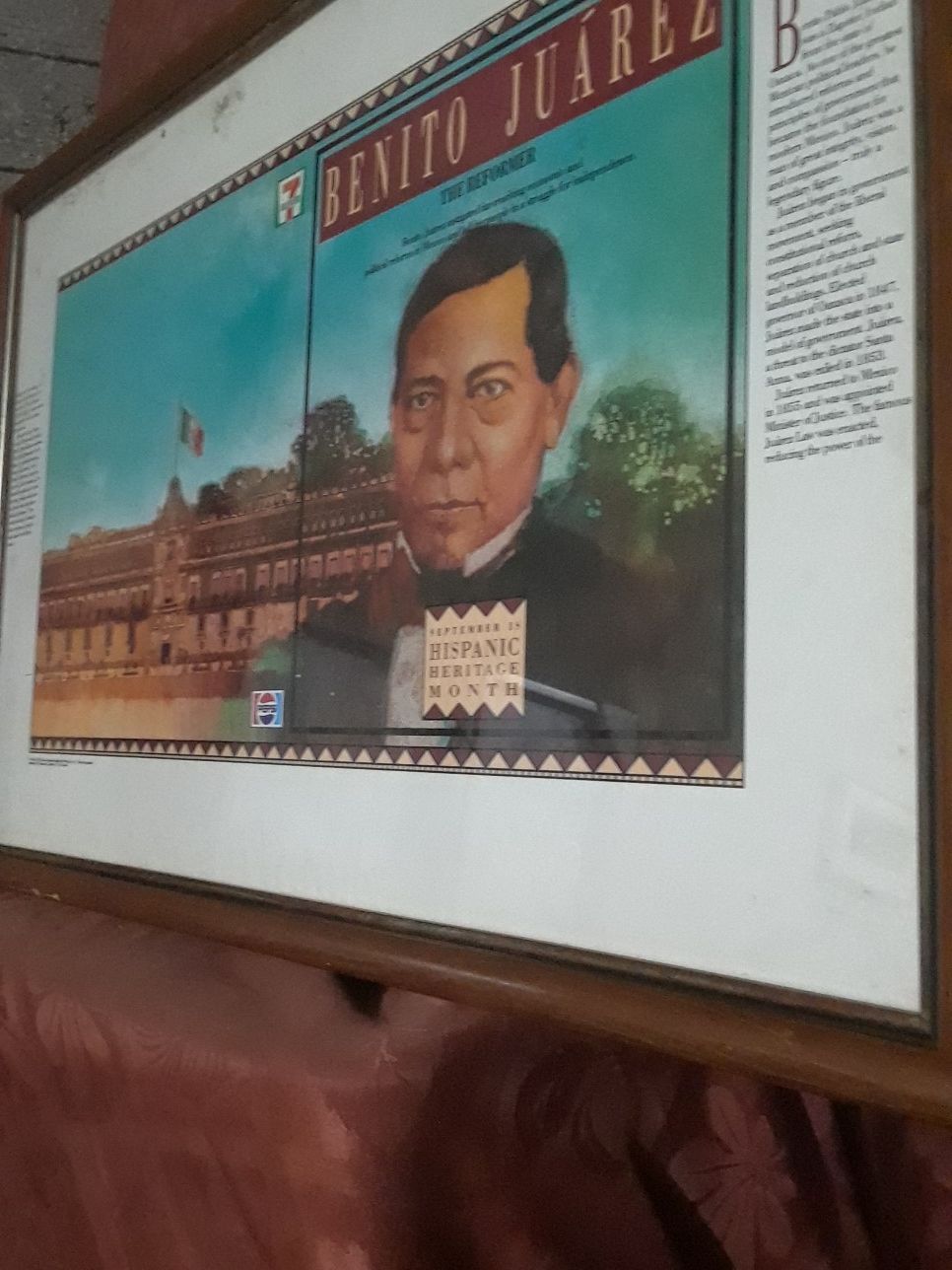 Benito Juarez Hispanic Heritage Month $15.00 cash only