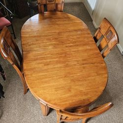 Solid Wood Dining Table With 4 Matching Solid Wood Chairs