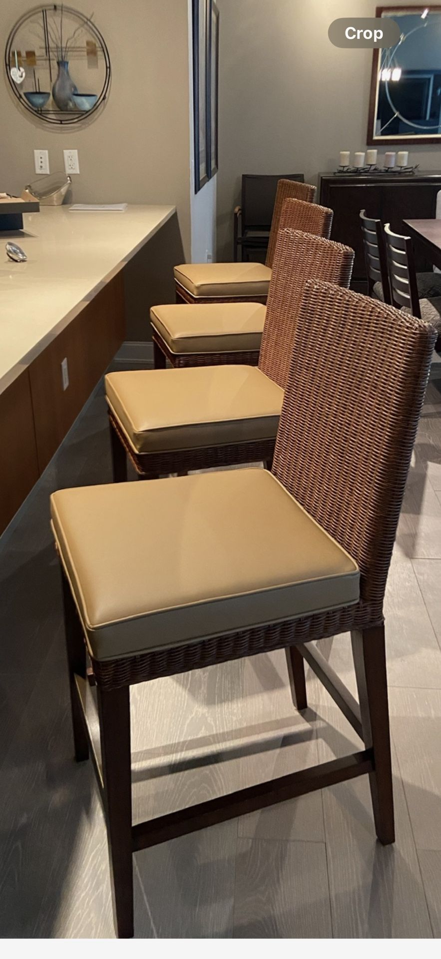 Four Rataan Counter/Bar Stools.