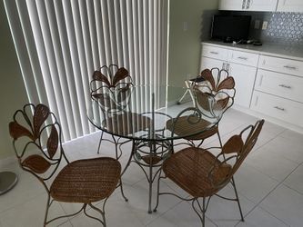 Wicker And Iron Dining Set