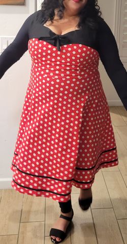 Size 2x Red Polka Dot Retro Dress🙂