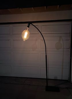 Black Arched Floor Lamp with Incandescent Edison Bulb