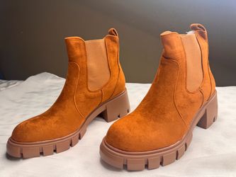 Size 10 Orange Suede Ankle Boots