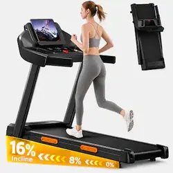 "Foldable Treadmill with Incline, Walking Pad with Handle Bar 3 Level Incline, Portable Folding Treadmills for Home/Office 300 Lbs Capacity, Quiet Des
