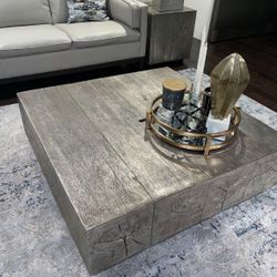 (Set Of 2) Z Gallerie Timber Coffee Table + End Table Set