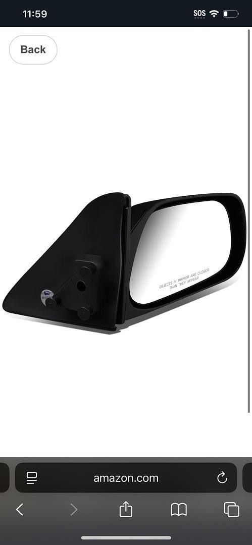 LA Zona Auto Parts 1988 to 1992 Toyota Corolla Right passenger Side Mirror Espejo Derecho Pasajero Manual
