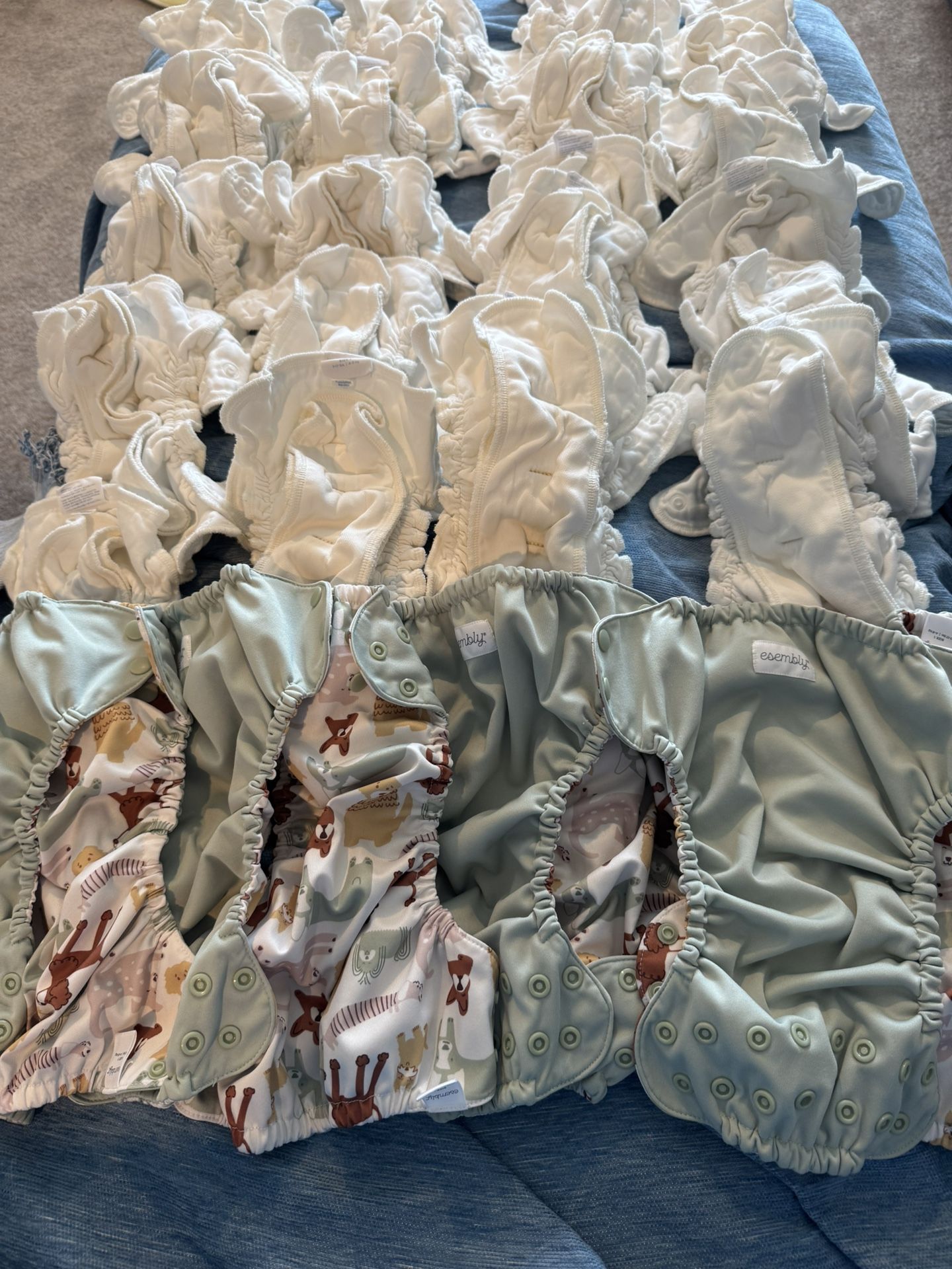 Esembly Cloth Diaper Size 1 -24 Inners 8 Outers Sea Glass Color