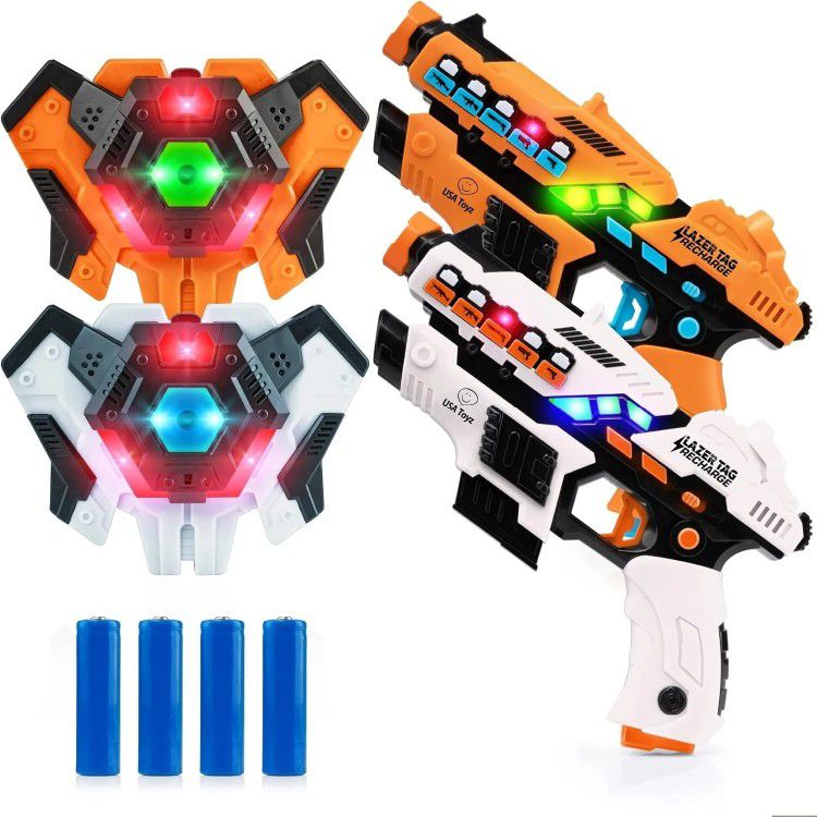 USA Toyz Rechargeable Laser Tag Game - 2pk Laser Tag Set with Guns and Vests.