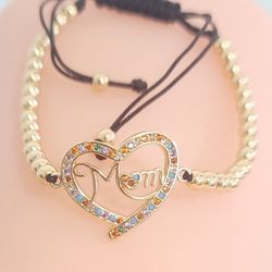 14k Gold Plated Heart Mama Bracelet 