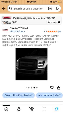 DNA MOTORING HL-HPL-LED-FSU13-SM-AM-T2 Pair LED E-Styling DRL Projector Headlight Lamp Set Replacement, Compatible with 11-16 Ford F-250 F- 350 F-450 