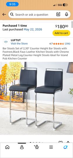 LUFTUT White Bar Stools Set of 2,30"... Size: Set of 4 Color: 30'' H 2 Silver Legs&white and 2 silver legs&black